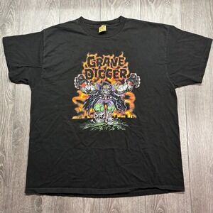 Vintage 2002 Grave Digger Monster Truck Shirt Adult 2XL XXL Black Rare